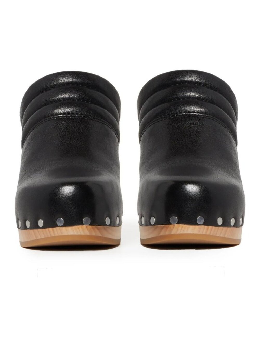 Paige Robbie Studded Black Leather clogs Wooden Platform Mule Size 7 New in Box - Picture 4 of 8